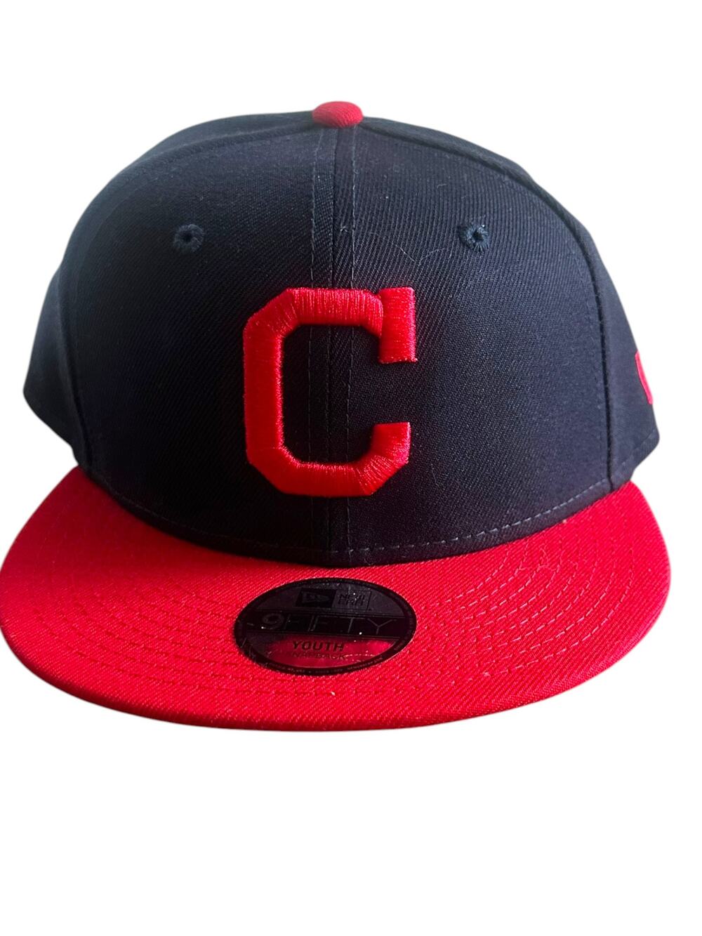 New Era 9Fifty Cleveland Indians Guardians Youth Snapback Hat Navy Red MLB